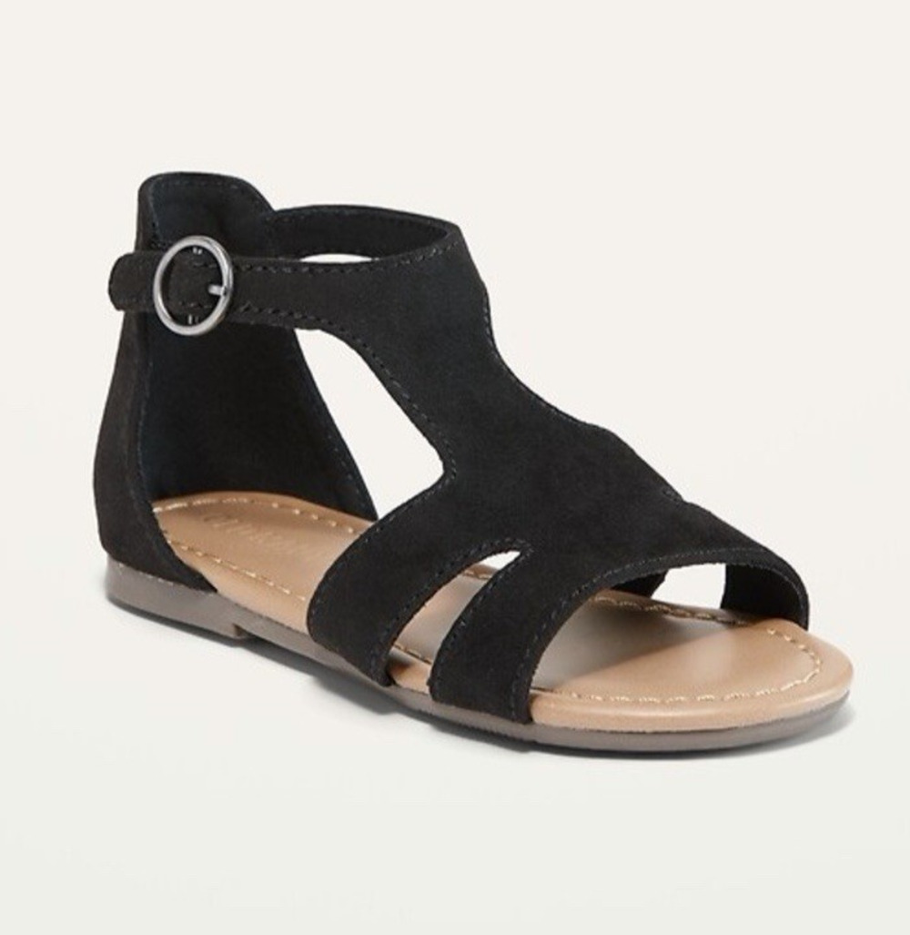 OLD NAVY Toddler Girls Faux Suede T-Strap Sandal Black Size 6T NWT